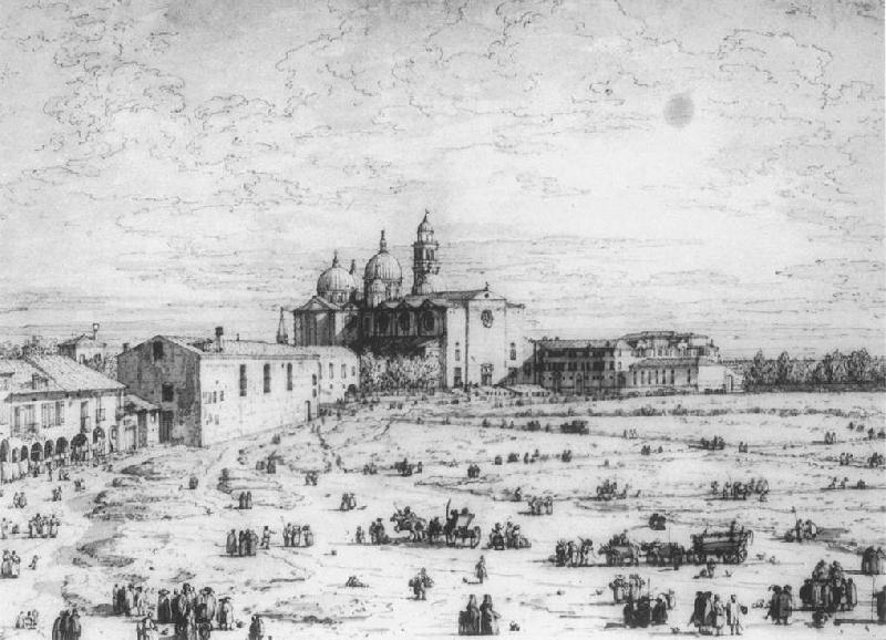 Canaletto Padua: The Prato della Valle with Santa Giustinia and the Church of Misericordia (sheet 1) df