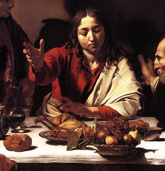 Caravaggio Supper at Emmaus (detail) fg