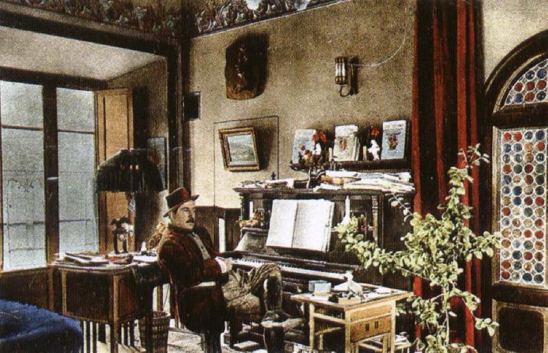 puccini puccini at home in the music room of his villa at torre del lago